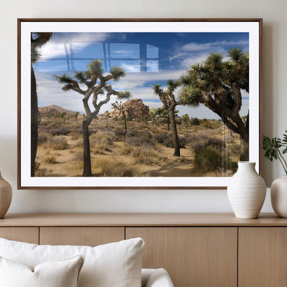 25722592-MGV-CV-36X24-Joshua Tree Desert Wall Art Canvas Print, Framed Southwestern Nature Art Picture Print, Rustic Earth Tones Perfect Southwestern