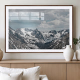 94074619-MGV-CV-36X24-Snowy Peaks Wall Art Canvas Print, Framed Alpine Wilderness Art Picture Print, Mountain Escape Perfect Winter Serenity Decor