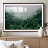 45265379-MGV-CV-36X24-Misty Forest Wall Art – Green Mountain Pine Tree Landscape Canvas Print, Nature Photography Artwork Home Decor for Bedroom, Living