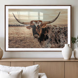 95745718-MGV-CV-36X24-Texas Longhorn Wall Art – Western Cattle Photography Canvas Print, Rustic Ranch Animal Artwork Country Farmhouse Decor for Living