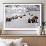 38217250-MGV-CV-36X24-Bison Herd Wall Art – Wildlife Canvas Print of Buffalo Winter Snow Scene, Rustic Western Lodge Décor, Farmhouse & Cabin Nature
