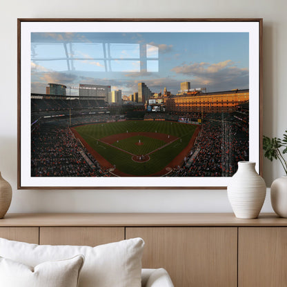 22285236-MGV-CV-36X24-Baseball Stadium Sunset – Panoramic Ballpark Canvas Wall Art, Sports Decor for Office, Man Cave, Game Room, Sports Bar, Baseball