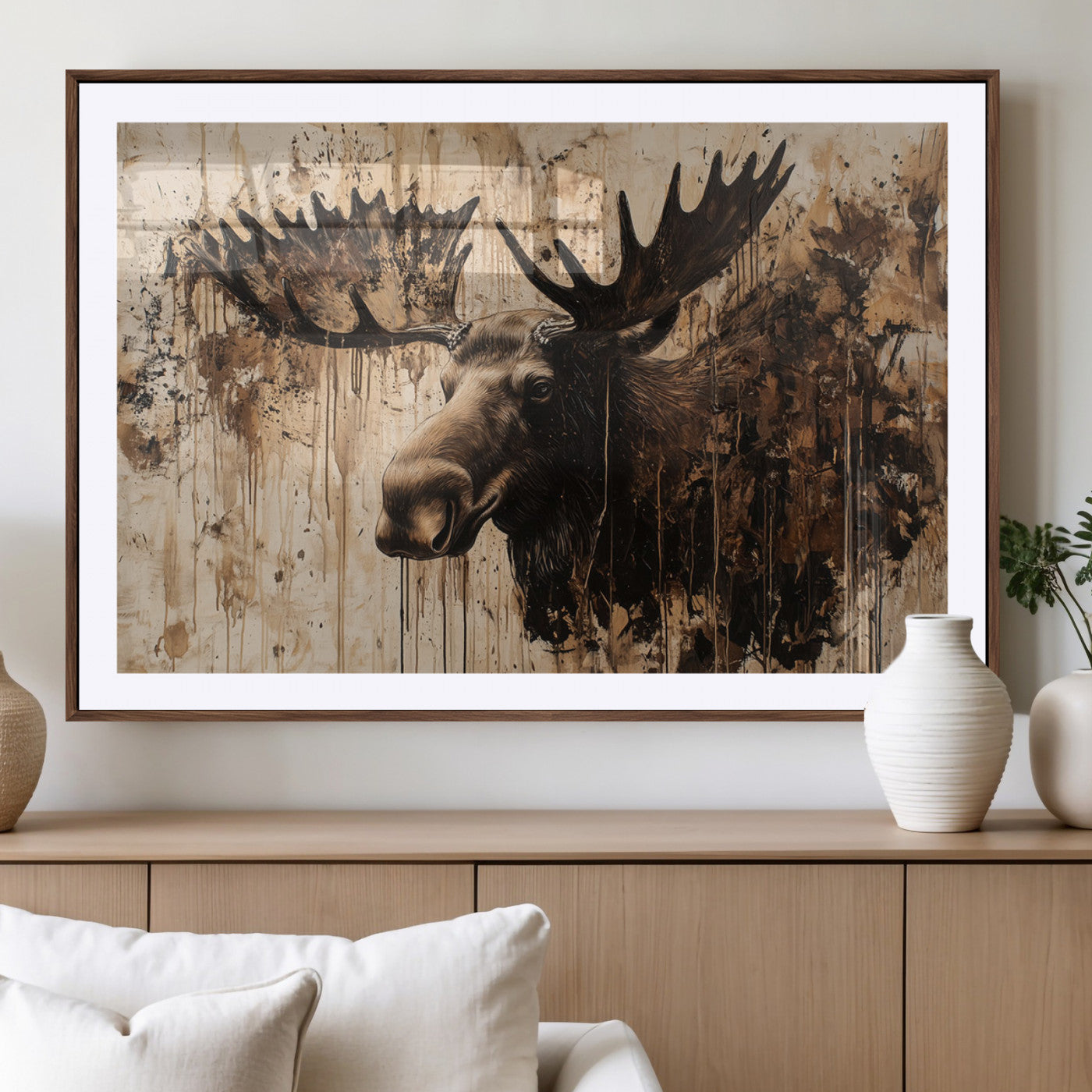 83505059-MGV-CV-36X24-Majestic Moose Wall Art – Rustic Animal Canvas Painting – Wilderness Wildlife Decor with Earthy Tones for Cabin, Lodge, Farmhouse,