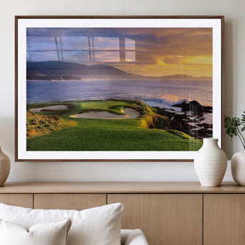 39644075-MGV-CV-36X24-Golf Course Wall Art – Coastal Sunset Canvas Print, Scenic Oceanfront Fairway Landscape Decor for Office, Man Cave, or Living Room