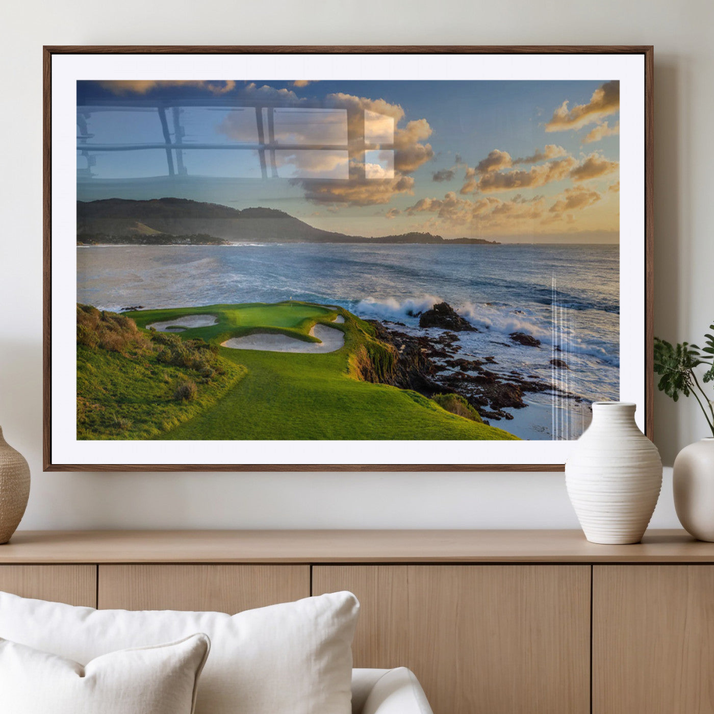 50107048-MGV-CV-36X24-Golf Course Wall Art – Coastal Ocean View Canvas Print, Scenic Fairway Landscape Decor for Office, Man Cave, Bedroom, or Living