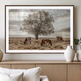 87590224-MGV-CV-36X24-Longhorn Cattle Wall Art – Rustic Western Landscape Canvas Print, Texas Farmhouse Prairie Scene for Living Room, Office, or Ranch