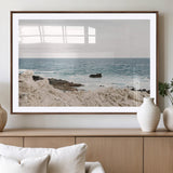 25481980-MGV-CV-36X24-Ocean Coastal Wall Art – Rocky Shoreline and Waves Canvas Print, Serene Beach Landscape Decor for Living Room, Bedroom, or Office