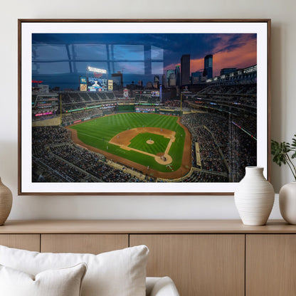 68222753-MGV-CV-36X24-Baseball Stadium Wall Art – Panoramic Night Game Canvas Print, Sports Decor for Man Cave, Office, Bar, or Living Room