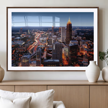 81886632-MGV-CV-36X24-Atlanta Skyline Wall Art – Vibrant City Lights Canvas Print, Modern Urban Cityscape Decor for Living Room, Office, or Apartment