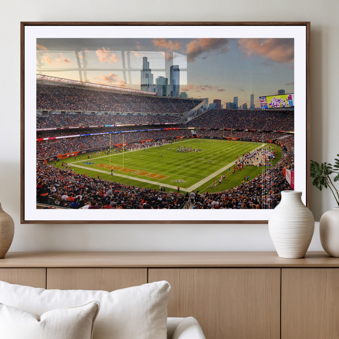 55377093-MGV-CV-36X24-Soldier Field Wall Art – Panoramic Chicago Bears Football Stadium Canvas Print, Game Day Sports Decor for Man Cave, Bar, Office,