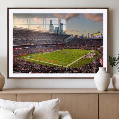 55377093-MGV-CV-36X24-Soldier Field Wall Art – Panoramic Chicago Bears Football Stadium Canvas Print, Game Day Sports Decor for Man Cave, Bar, Office,