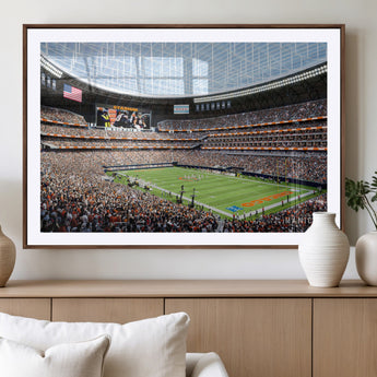 32530647-MGV-CV-36X24-Chicago Bears Stadium Wall Art – Futuristic Dome Arena Canvas Print, Modern Football Concept Design Decor for Man Cave, Bar, or