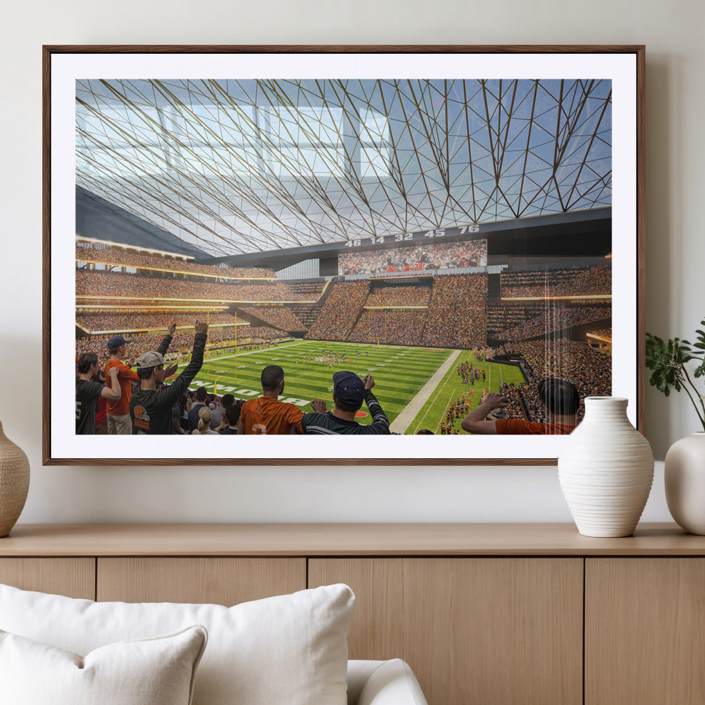81960112-MGV-CV-36X24-Futuristic Football Stadium Wall Art – Modern Dome Arena Canvas Print, Chicago Bears Concept Design Sports Decor for Man Cave or