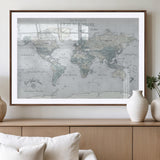 94249974-MGV-CV-36X24-Ours Explore World Map Wall Art – Modern Travel Canvas Print, Neutral Adventure Decor for Living Room, Office, Study, Bedroom,