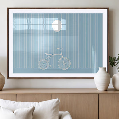 56479838-MGV-CV-36X24-Bicycle Wall Art – Minimalist Blue Canvas Print with Balloon Illustration, Modern Decor Artwork for Kids Room, Nursery, or Living