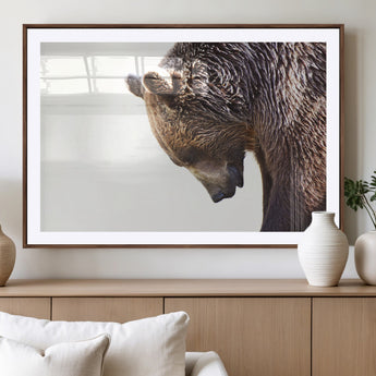 14405507-MGV-CV-36X24-Bear Wall Art – Wildlife Canvas Print with Rustic Animal Portrait and Minimalist Background, Nature Inspired Photography for