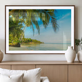 65056721-MGV-CV-36X24-Tropical Beach Wall Art – Palm Tree Coastal Photography Print, Relaxing Ocean Paradise Landscape, Island Seascape Home or Office