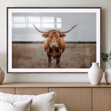 16316734-MGV-CV-36X24-Texas Longhorn Wall Art – Rustic Bull Portrait Canvas Print, Western Farmhouse Animal Photography Decor for Living Room, Office,