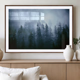 93439624-MGV-CV-36X24-Forest Wall Art – Misty Pine Trees Canvas Print, Moody Nature Photography Decor for Bedroom, Living Room, Office, Cabin, Lodge or