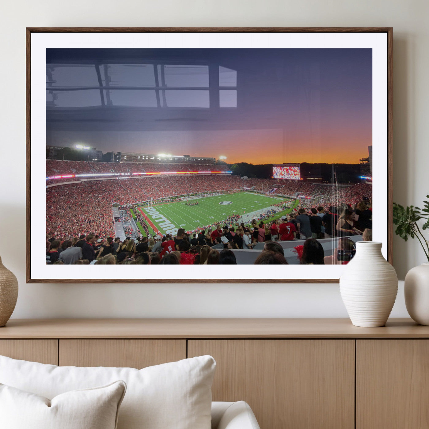 25139565-MGV-CV-36X24-Sanford Stadium Wall Art – Georgia Bulldogs Football Sunset Panorama Canvas Print, College Game Day Decor for Man Cave, Bar, or