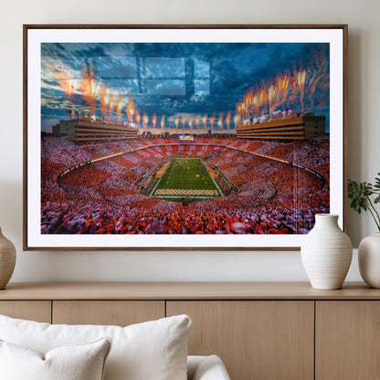 94266219-MGV-CV-36X24-Neyland Stadium Wall Art – Tennessee Volunteers Checkerboard Game Day Canvas Print, College Football Fireworks Decor for Man Cave