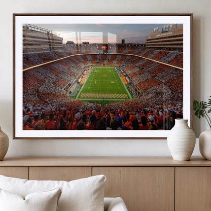 37160229-MGV-CV-36X24-Tennessee Volunteers Wall Art – Neyland Stadium Sunset Checkerboard Game Canvas Print, Vols Football Panorama Sports Decor