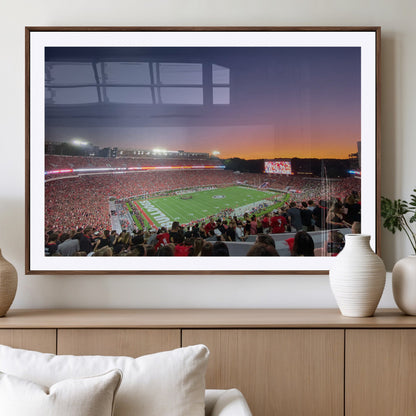 25139565-MGV-CV-36X24-Sanford Stadium Wall Art – Panoramic Georgia Bulldogs Sunset Football Game Canvas Print, Red Crowd Sports Decor for Office, Man