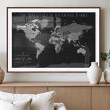 46064114-MGV-CV-36X24-Personalized World Map Wall Art – Black & Grey Adventure Travel Map with Custom Family or Couple Names, Modern Wall Decor for Home