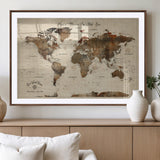 48225643-MGV-CV-36X24-Personalized World Map Wall Art – Rustic Vintage Adventure Travel Map with Custom Couple Names, Romantic Wall Decor for Home or