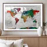 95876117-MGV-CV-36X24-Personalized World Map Wall Art – Colorful Watercolor Travel Map with Custom Names, Romantic Wall Decor for Couples, Wedding or