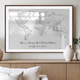 43438578-MGV-CV-36X24-Personalized World Map Wall Art – Black and White Minimal Travel Map with Custom Names, Elegant Wall Decor for Couples, Wedding or