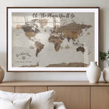 14140137-MGV-CV-36X24-Personalized World Map Wall Art – Vintage Nautical Adventure Map with Ships and Compass, Rustic Sepia Tones for Travel Lovers and