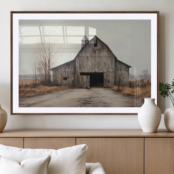 90499-MGV-CV-36X24-Old Barn Wall Art Canvas Print, Framed Rustic Barn Art Picture Print, Abandoned Farm Perfect Rustic Farmhouse Decor Artwork