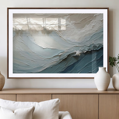 53646-MGV-CV-36X24-Ocean Wave Wall Art Canvas Print, Framed Textured Seascape Art Picture Print, Modern Ocean Perfect Minimal Coastal 2/2 Decor