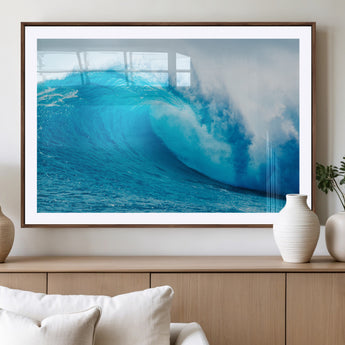 15566-MGV-CV-36X24-Ocean Wave Wall Art Canvas Print, Framed Curling Wave Art Picture Print, Vibrant Surf Wave Perfect Coastal Surf Decor Artwork