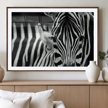 43631-MGV-CV-36X24-Zebra Wall Art – Black & White Safari Wildlife Canvas Print, Modern Animal Photography Decor for Living Room, Office, or Bedroom