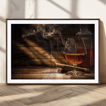 92305-MGC-FP-36x24_Walnut-Whiskey & Cigar Wall Art – Moody Whiskey and Cigar Canvas Print, Sophisticated Bar or Home Lounge Decor for Office, Man Cave or