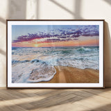 53006-MGC-FP-36x24_Walnut-Ocean Beach Sunset Wall Art – Vibrant Seascape Canvas Print, Coastal Home Decor for Living Room, Bedroom, Office or Beach House