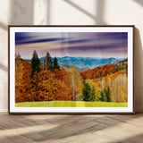 58007-MGC-FP-36x24_Walnut-Autumn Mountain Landscape Wall Art – Stunning Fall Forest Canvas Print, Cozy Nature Decor for Home or Office