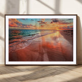 77723-MGV-CV-36X24-Sunset Beach Wall Art – Vibrant Ocean Waves and Golden Horizon Canvas Print, Coastal Seascape Photography Home Decor
