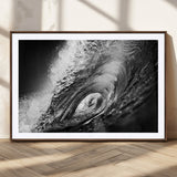 22702-MGV-CV-36X24-Black and White Ocean Wave Wall Art – Powerful Surf Curl Photography Canvas Print, Modern Coastal Decor for Living Room, Office or