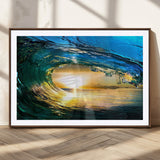 19378-MGV-CV-36X24-Ocean Wave Sunset Wall Art – Vibrant Surf and Golden Horizon Canvas Print, Coastal Seascape Photography for Living Room, Bedroom,