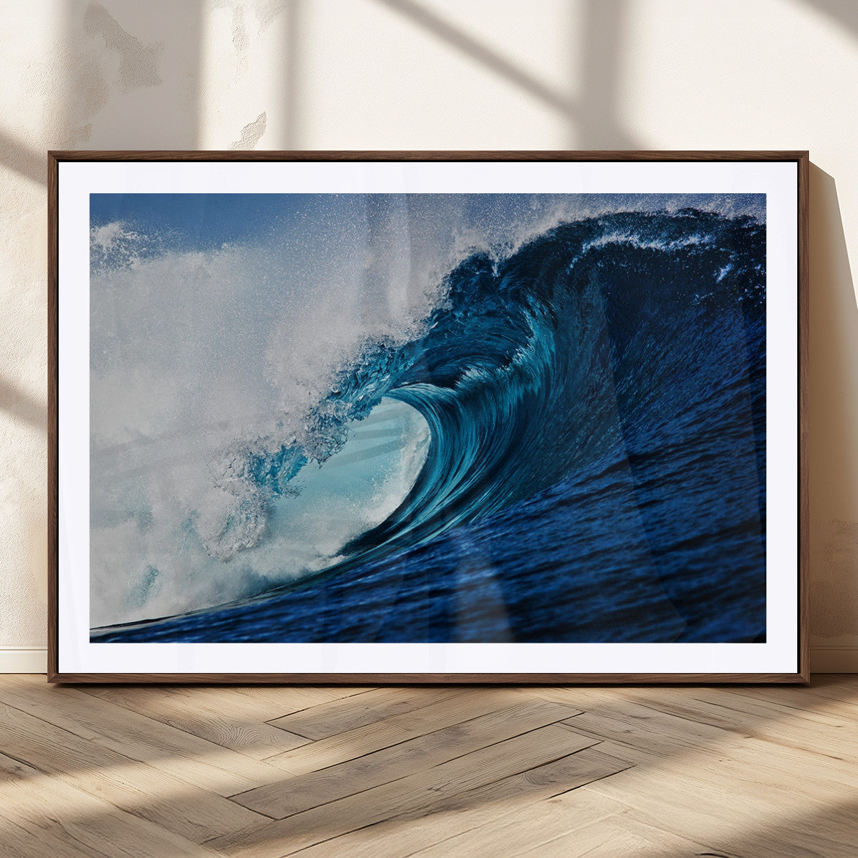 89502-MGV-CV-36X24-Powerful Ocean Wave Wall Art – Panoramic Blue Sea Wave Canvas Print, Coastal Surf Photography Artwork for Living Room, Bedroom, or