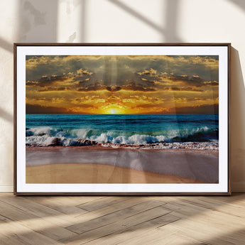 83389-MGV-CV-36X24-Ocean Sunrise Wall Art – Vibrant Beach Waves Canvas Print, Coastal Seascape Decor for Living Room or Office