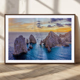 72955-MGV-CV-36X24-Ocean Rock Formation Wall Art – Sunset Coastal Seascape Print, Beach Landscape Decor for Living Room or Office