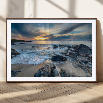 17902-MGV-CV-36X24-Rocky Shore Ocean Sunset Wall Art – Coastal Seascape Canvas Print, Nature Beach Decor for Living Room or Office