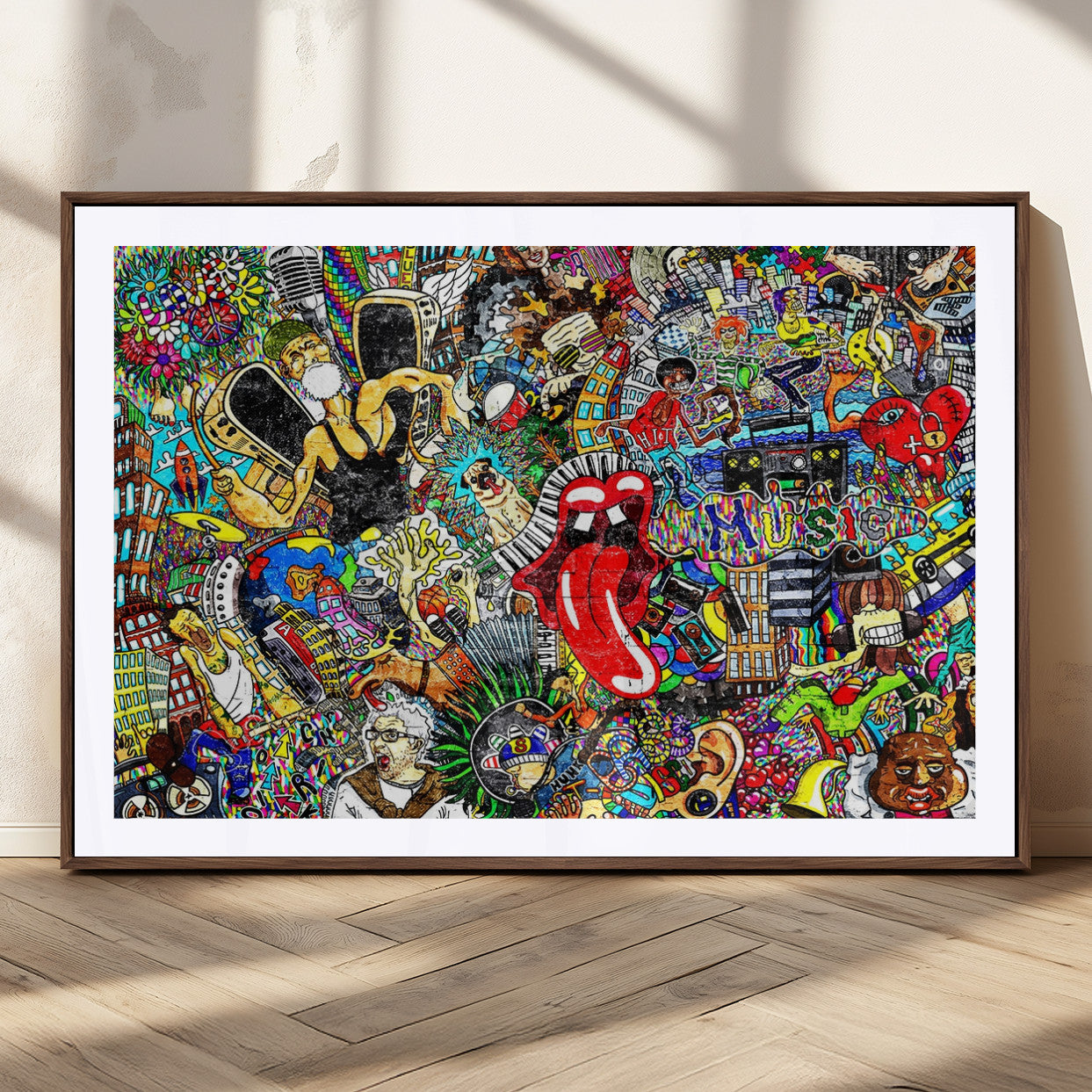 55324-MGV-CV-36X24-Colorful Pop Art Wall Art – Abstract Music and Street Graffiti Canvas Print, Urban Modern Decor for Living Room, Bedroom or Office