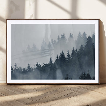 23671-MGV-CV-36X24-Misty Forest Wall Art – Serene Foggy Pine Trees Landscape Canvas Print, Tranquil Nature Decor for Living Room, Bedroom or Office