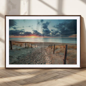 25788-MGV-CV-36X24-Sunset Beach Path Wall Art – Scenic Coastal Dunes and Ocean Canvas Print, Tranquil Seaside Landscape Decor for Living Room or
