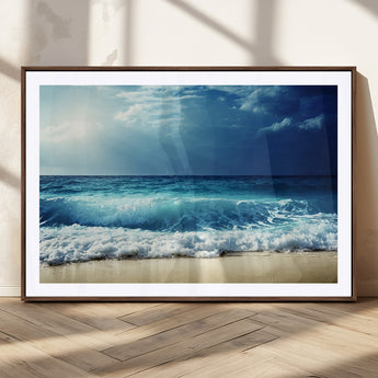 84116-MGV-CV-36X24-Ocean Wave Wall Art – Blue Sea and Beach Canvas Print, Coastal Seascape Photography Artwork for Living Room, Bedroom, or Office